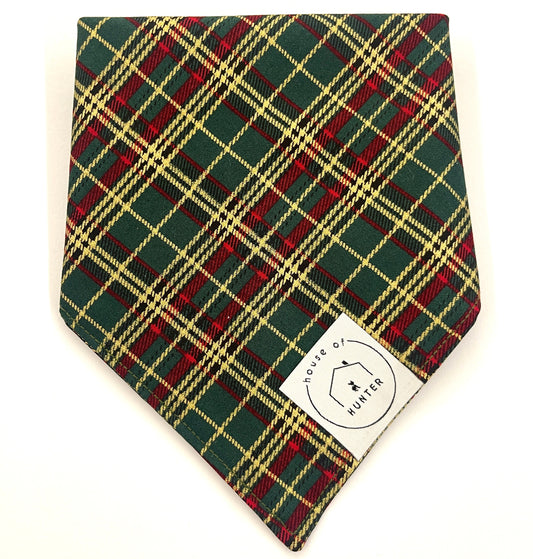 Green & Red Plaid Reversible Bandana