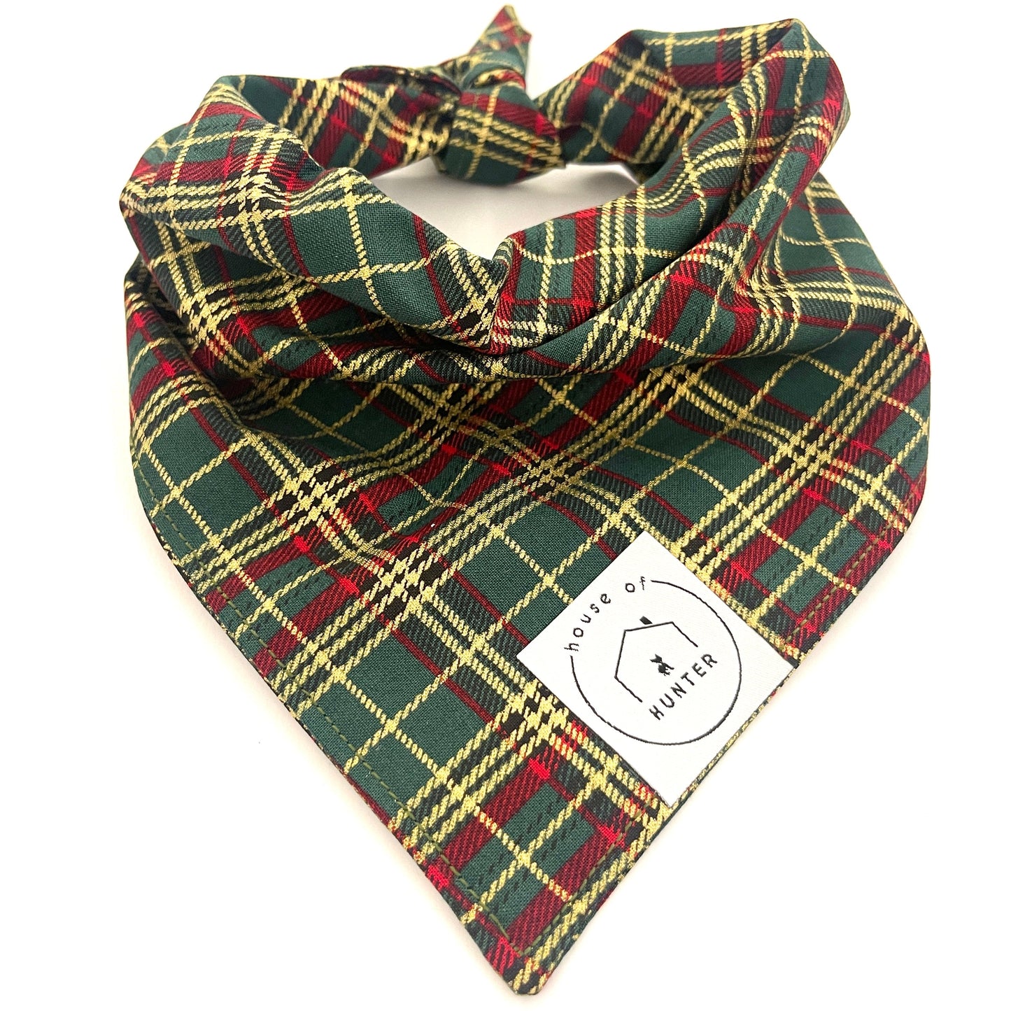 Green & Red Plaid Reversible Bandana