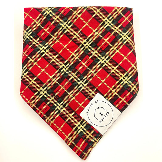 Green & Red Plaid Reversible Bandana